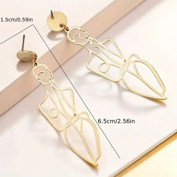 "Mavis" Figural Silhouette Drop Earring - Minimalist - Picture 3 of 3